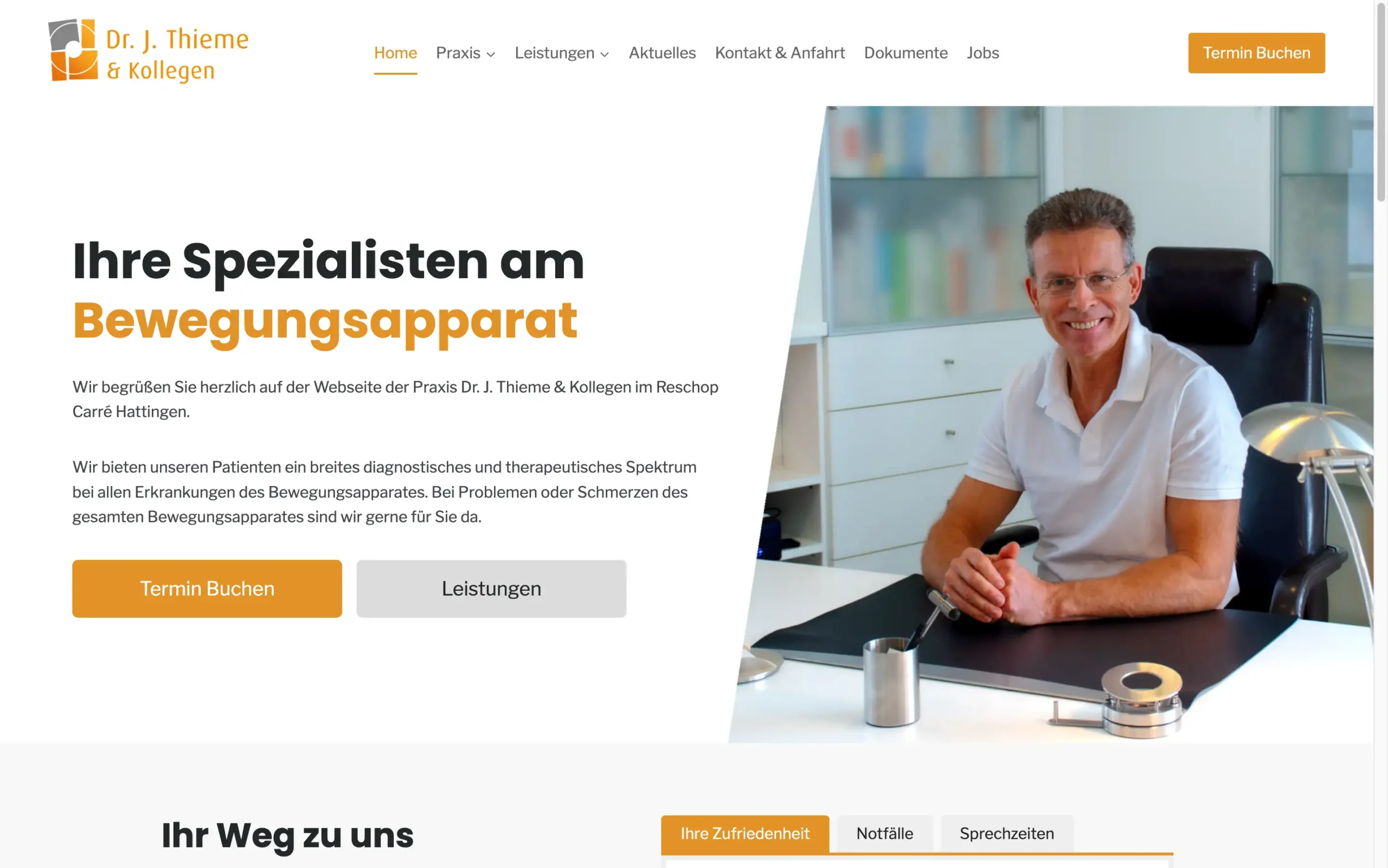 Website der Praxis Dr. Thieme & Kollegen, Desktop-Ansicht