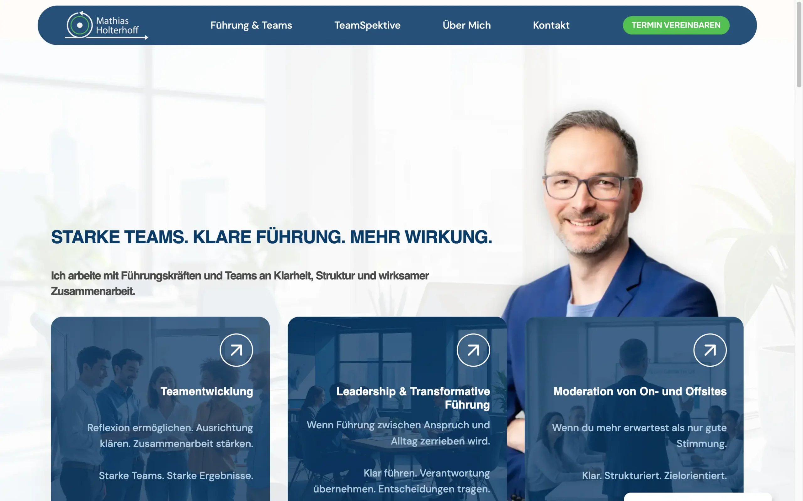 Website von Mathias Holterhoff, Desktop-Ansicht